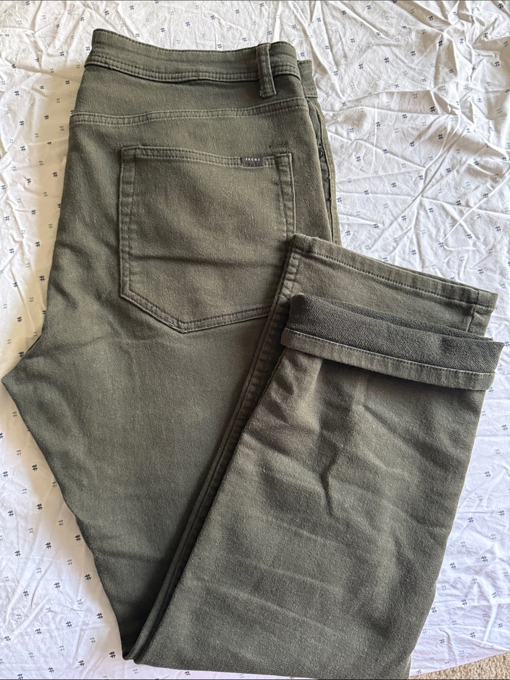 Jachs Olive Green Slim Straight Jeans